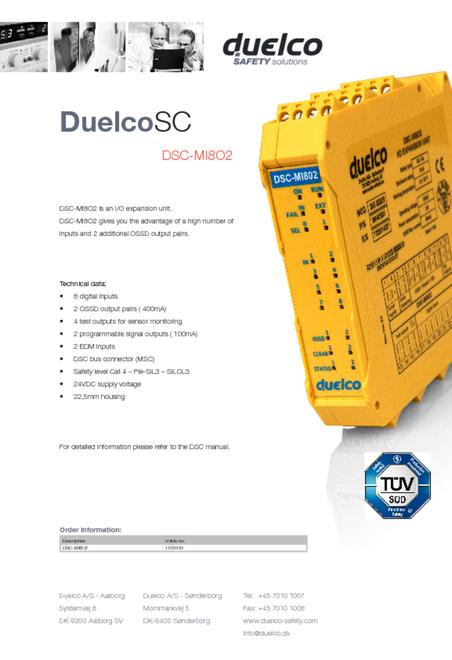 Duelco DSC-MI802 data sheet