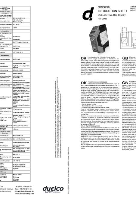 Duelco HR-2007 manual