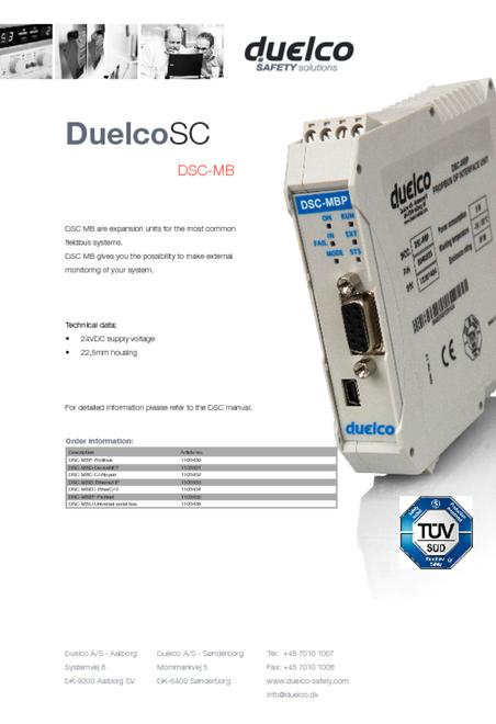 Duelco DSC-MB data sheet