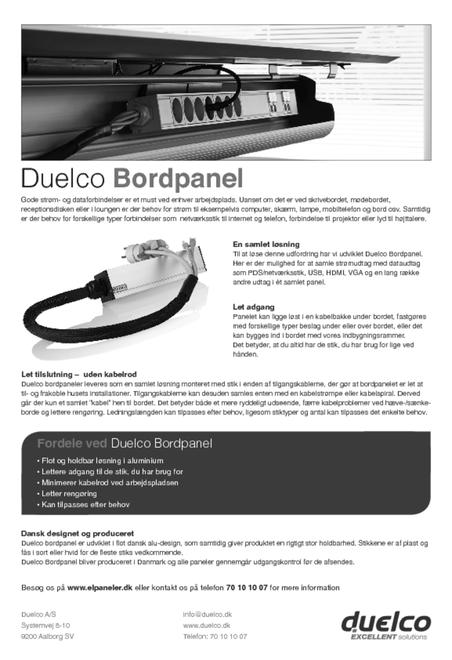 Duelco desktop power strip brochure